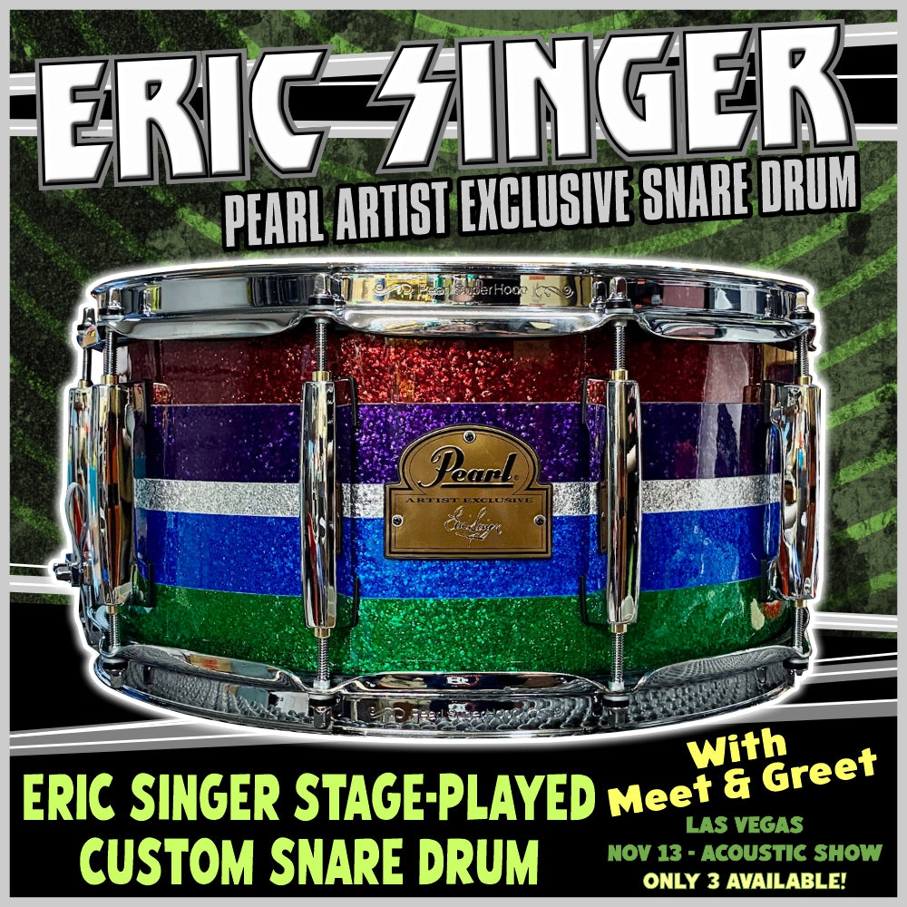 ERIC SINGER STAGE-PLAYED CUSTOM SNARE DRUM WITH M&G- LAS VEGAS NOV 13